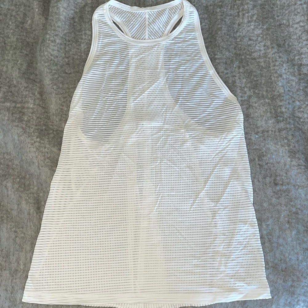 lululemon athletica White Striped Racerback Tank